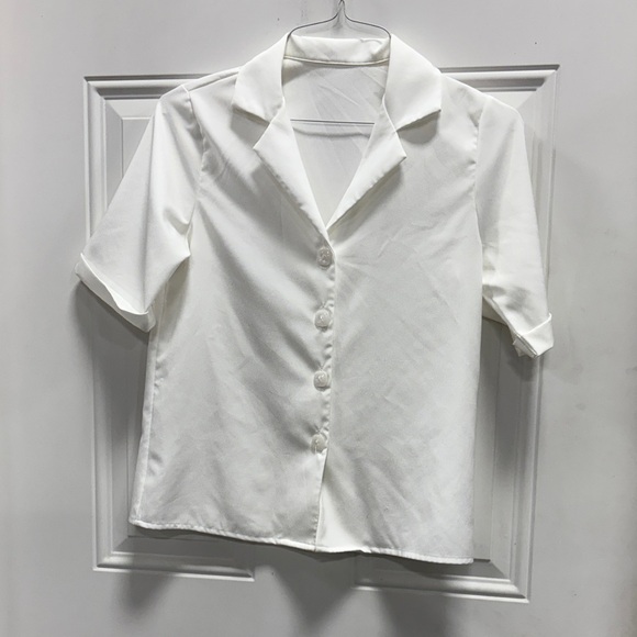 Tops - Classic White Button-Up Women's Top